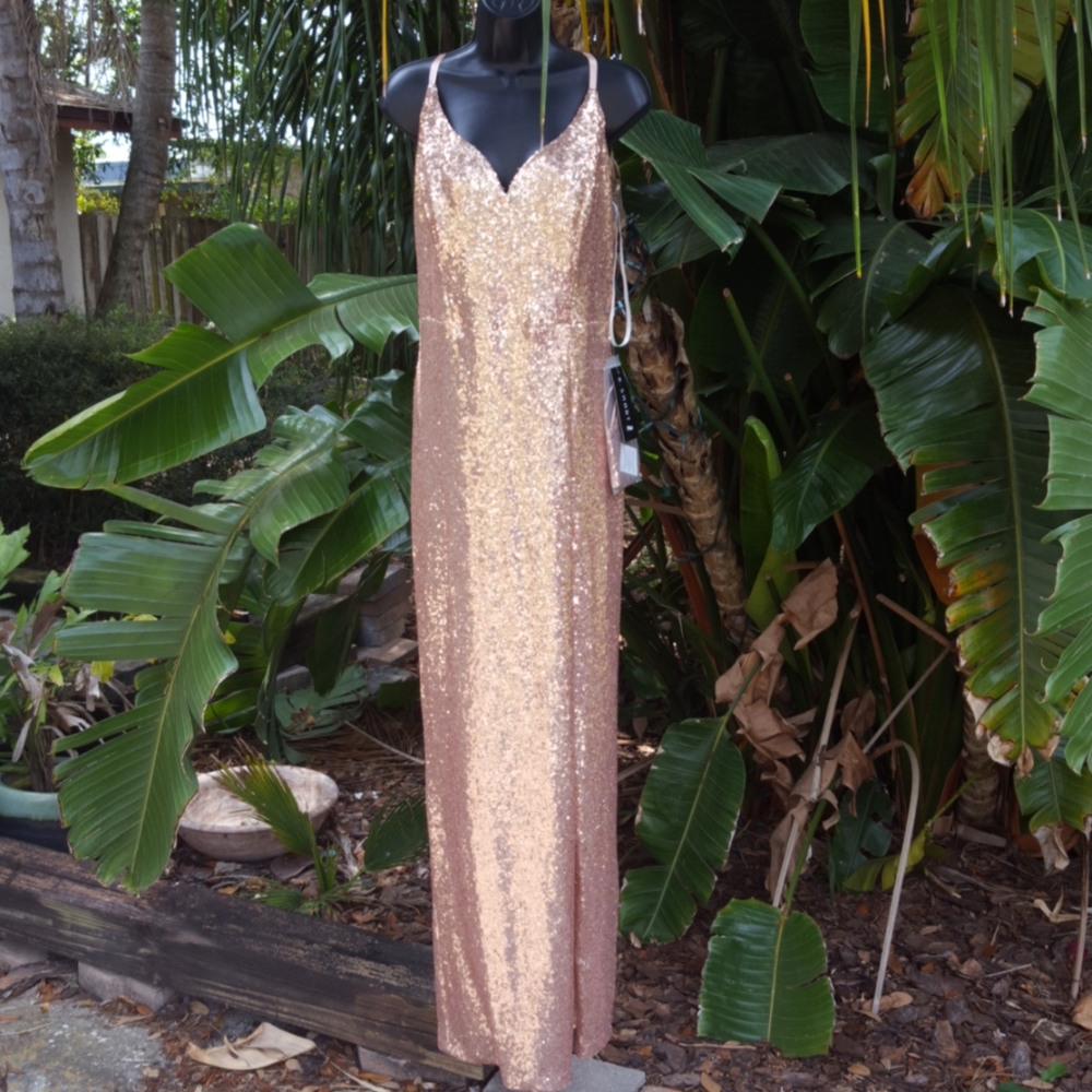 soft pink sequin formal maxi